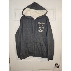 Disney Parks Disneyland Faux Fur Lined Hoodie Sweatshirt Womens XL Gray Comfy